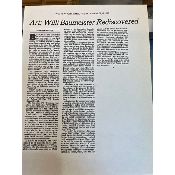 Willi Baumeister 1889-1955 First Edition Baumeister, Willi Leonard Hutton - Picture 7 of 7